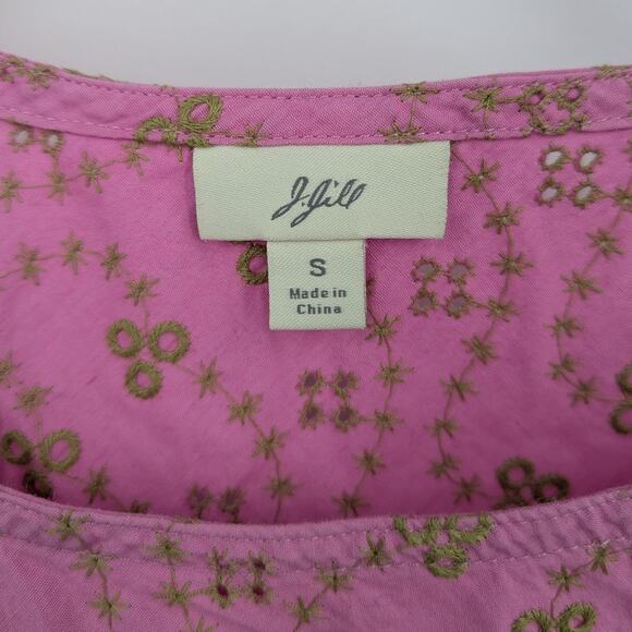 J. Jill 100% Cotton Sleeveless Pink Floral Top Size Small Babydoll Barbie - Picture 3 of 4